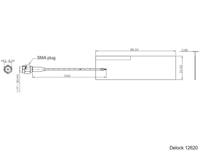EAN 4043619126200 - DeLOCK 12620 antena para red SMA 2 dBi imagen 3