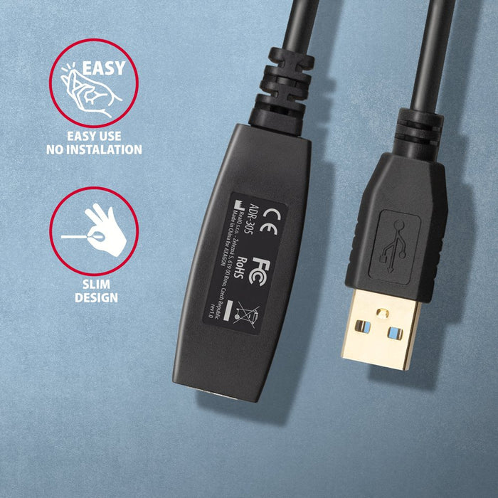 EAN 8595247907240 - Axagon ADR-305 USB 3.2 Gen 1 A-M -> A-F active extension/repeater cable 5m - Kabel - Digital/Daten cable  imagen 4