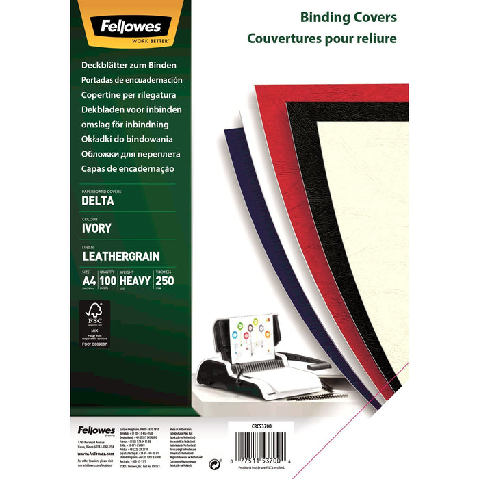 EAN 77511537004 - Fellowes 5370004 cubierta A4 Papel Marfil 100 pieza(s) imagen 1