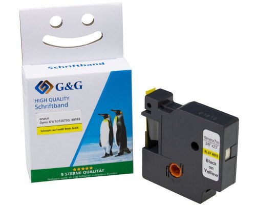 EAN 6942383160091 - G&G 15567 cinta para impresora de etiquetas Negro sobre amarillo D1 imagen 1