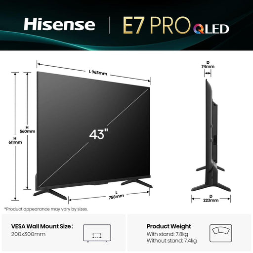 EAN 6942351424392 - Hisense 43E77Q PRO 109,2 cm (43") 4K Ultra HD Smart TV Wifi Negro imagen 2