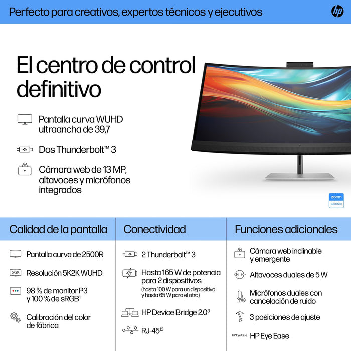 EAN 5715063476697 - HP شاشة الاجتماعات Series 7 Pro 5K2K مقاس 39.7 بوصة - 740pm pantalla para PC 100,8 cm (39.7") 5120 x 2160 imagen 9