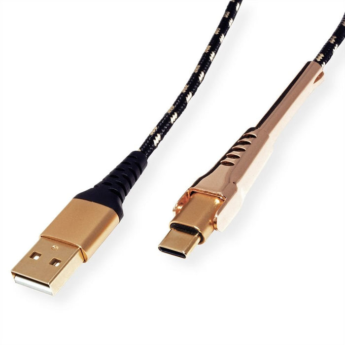 EAN 7630049617186 - ROLINE 11.02.8920 cable USB USB 2.0 1 m USB A USB C Negro, Oro imagen 1