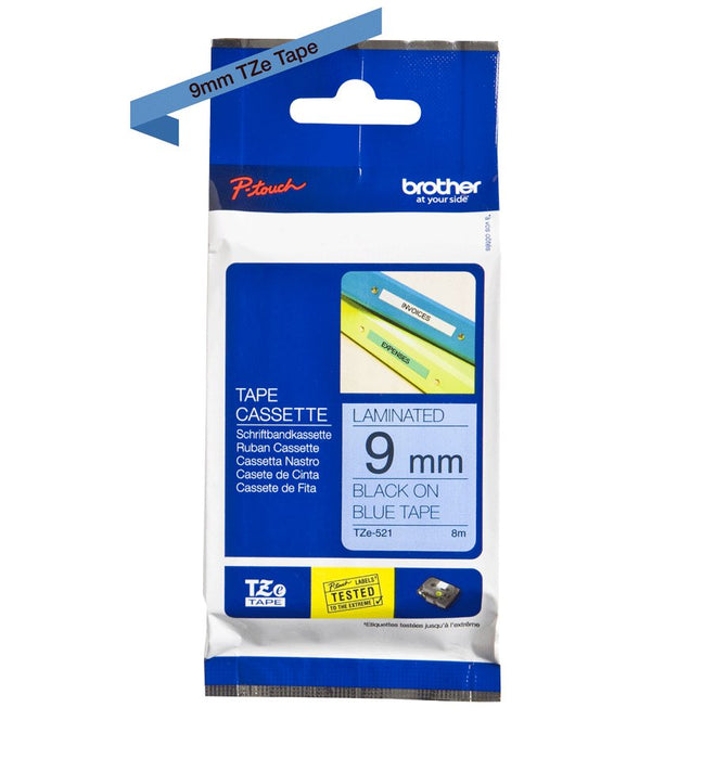 EAN 4977766686419 - Brother TZE-521 cinta para impresora de etiquetas Negro sobre azul imagen 3