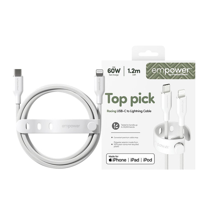 EAN 5715685027710 - PanzerGlass empower by ® Racing 60W USB-C to Lightning Cable | USB 2.0 | 1.2M | Silver White cable USB Bl imagen 2