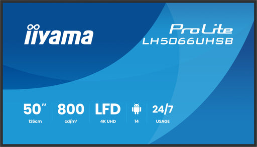 EAN 4948570128211 - iiyama LH5066UHSB-B1AG pantalla de señalización Pantalla plana para señalización digital 127 cm (50") LCD imagen 1