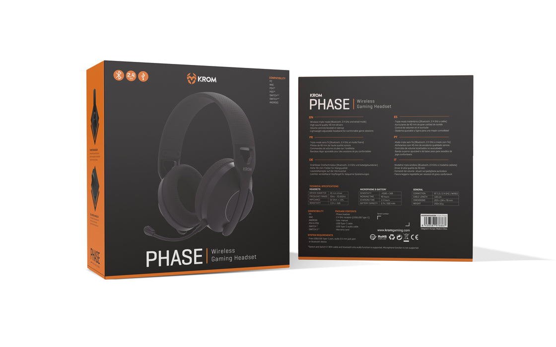 EAN 8436587976667 - Krom Phase Inalámbrico y alámbrico Diadema Juego USB Tipo C Bluetooth imagen 8