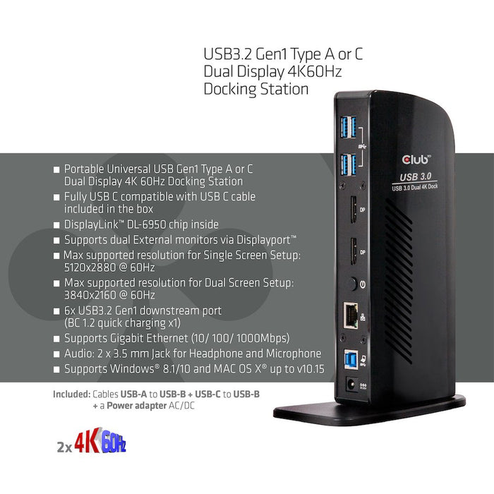 EAN 8719214470777 - CLUB3D CSV-1460 base para portátil y replicador de puertos Alámbrico USB 3.2 Gen 1 (3.1 Gen 1) Type-A Neg imagen 3