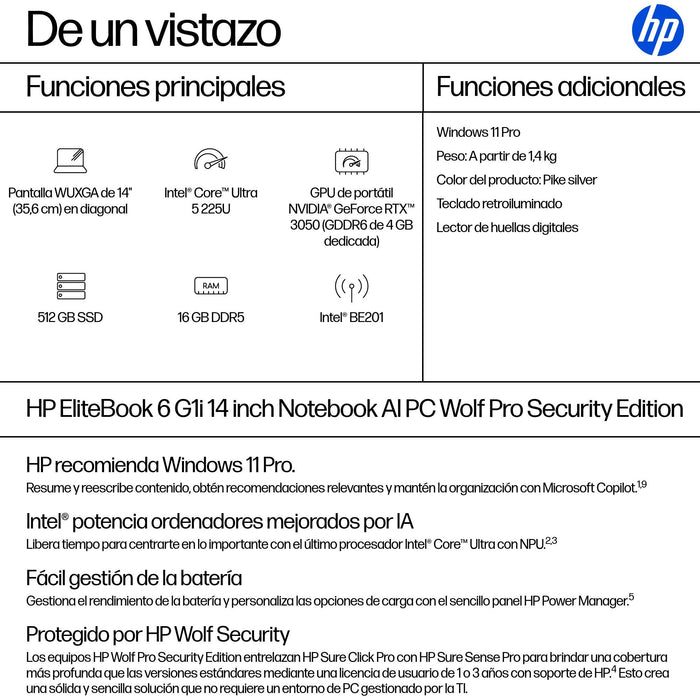 EAN 0199251426292 - HP EliteBook 6 G1i 14 inch Notebook AI PC Wolf Pro Security Edition Intel Core Ultra 5 225U Portátil 35,6 imagen 4