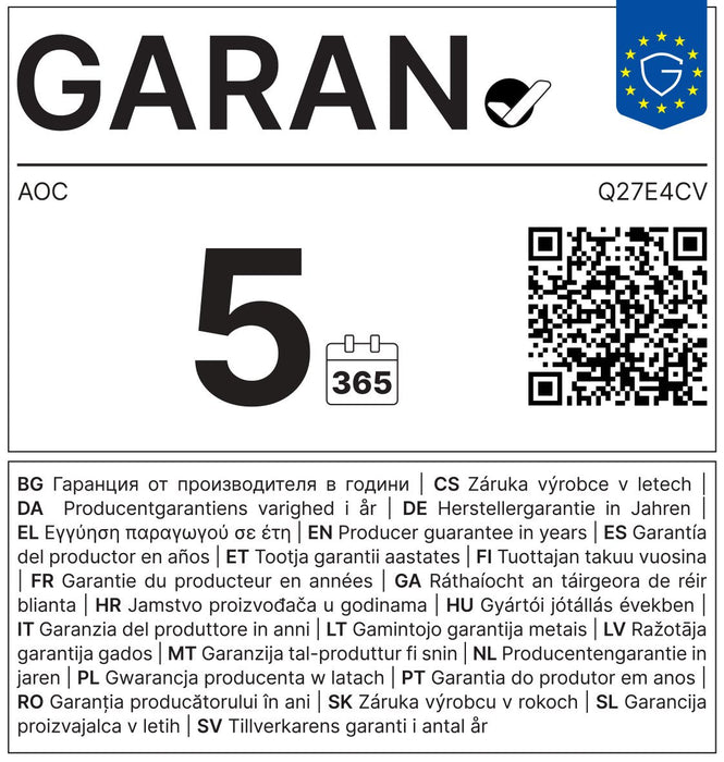 EAN 4038986182829 - AOC E4 Q27E4CV pantalla para PC 68,6 cm (27") 2560 x 1440 Pixeles Quad HD LED Negro imagen 23