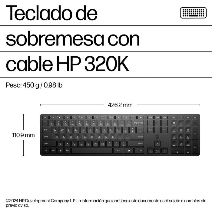 EAN 0194721888327 - HP 320K Wired Keyboard teclado Oficina USB Negro imagen 6