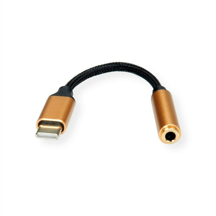 EAN 7630049617025 - ROLINE 12.03.3223 cable de teléfono móvil Negro, Oro 0,13 m USB C 3,5mm imagen 4