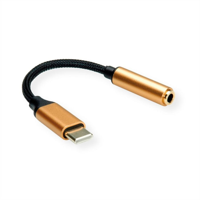 EAN 7630049617025 - ROLINE 12.03.3223 cable de teléfono móvil Negro, Oro 0,13 m USB C 3,5mm imagen 3
