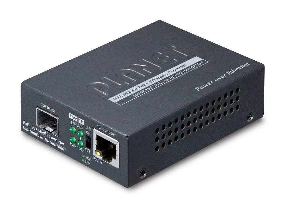 EAN 4711605286367 - PLANET 802.3at PoE+ PD convertidor de medio 2000 Mbit/s Negro imagen 1