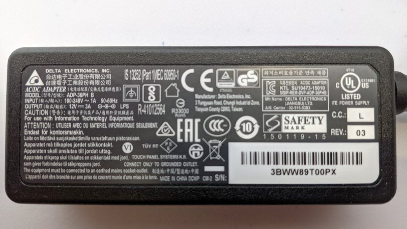 EAN 0815335027956 - Elo Touch Solutions E593458 adaptador e inversor de corriente Interior 36 W Negro imagen 2