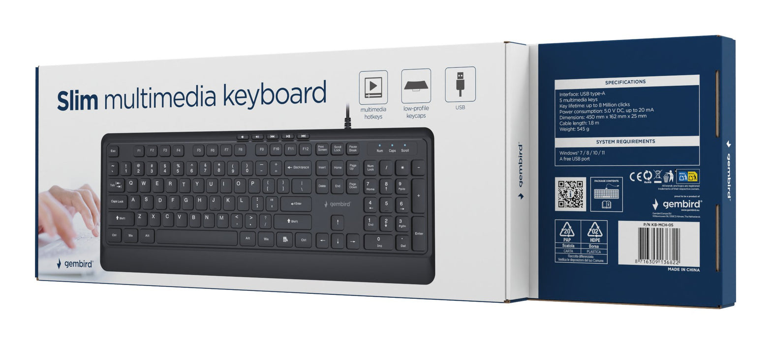 EAN 8716309136822 - Gembird KB-MCH-05 teclado Universal USB QWERTY Internacional de EE.UU. Negro imagen 6