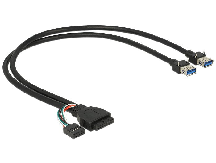 EAN 4043619838295 - DeLOCK 0.45m USB 3.0 pin + USB 2.0 pin / 2 x USB 3.0 A cable USB 2.0/3.2 Gen 1 (3.1 Gen 1) 0,45 m 2 x USB imagen 1