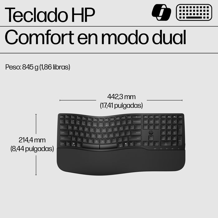 EAN 0198122954971 - HP 685 Comfort Dual-Mode Keyboard teclado Oficina RF Wireless + Bluetooth Negro imagen 3