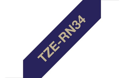 EAN 4977766770439 - Brother TZE-RN34 cinta para impresora de etiquetas Oro sobre azul marino imagen 1