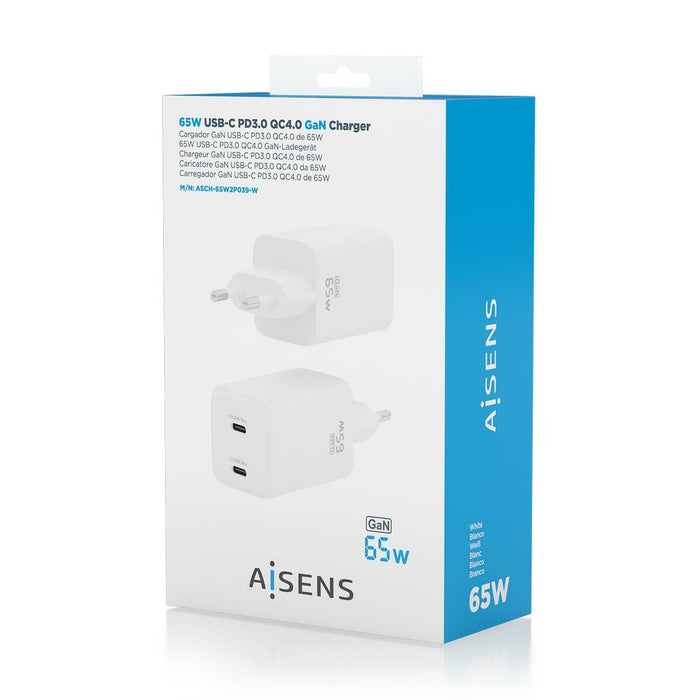 EAN 8435739901304 - AISENS ASCH-65W2P039-W cargador de dispositivo móvil Universal Corriente alterna Carga rápida Interior imagen 6