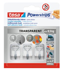 EAN 4063565398322 - TESA 58620-00003-00 gancho para almacenamiento Interior Colgador Transparente 3 pieza(s) imagen 1