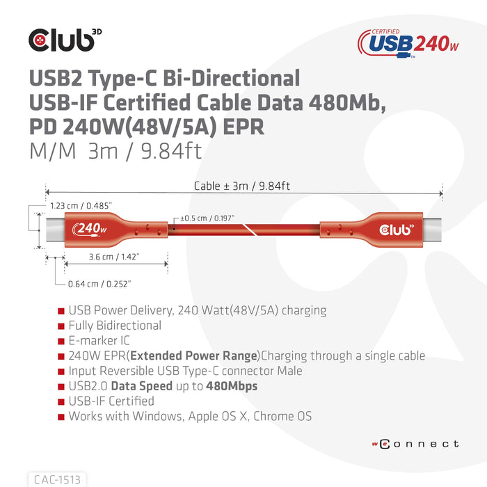 EAN 8719214472634 - CLUB3D CAC-1513 cable USB USB 2.0 USB C Naranja imagen 8
