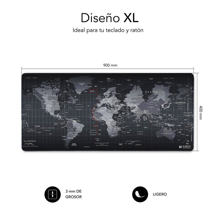 EAN 8436586740535 - SUBBLIM Mousepad World XL Alfombrilla de ratón para juegos Negro imagen 3