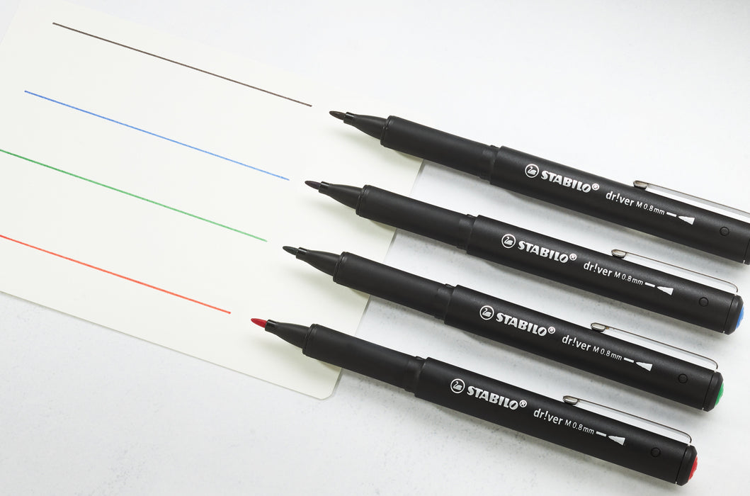 EAN 4006381615006 - STABILO dr!ver rotulador de punta fina Medio Negro, Azul, Verde, Rojo 4 pieza(s) imagen 7