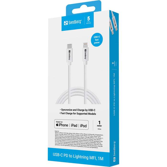 EAN 5705730136580 - Sandberg 136-58 cable de conector Lightning 1 m Blanco imagen 3