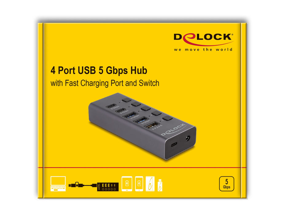 EAN 4043619642489 - DeLOCK 64248 hub de interfaz USB 3.2 Gen 1 (3.1 Gen 1) Type-C 5000 Mbit/s Gris imagen 4