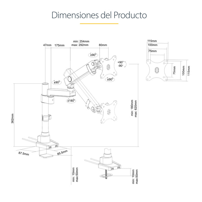 EAN 0065030888349 - StarTech.com ARMPIVOT2USB3 soporte para monitor 86,4 cm (34") Escritorio Negro imagen 18