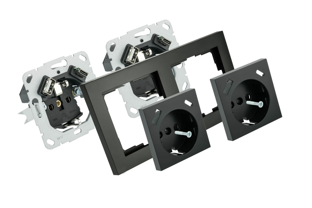 EAN 4066857001986 - Kabelmeister SE01-2A toma de corriente CEE 7/3 + USB Antracita imagen 2