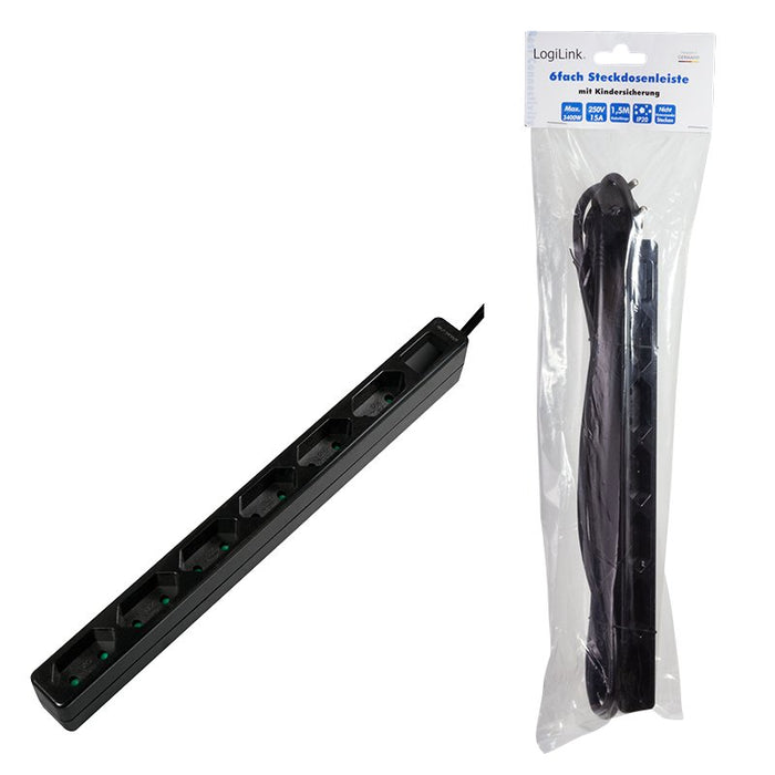 EAN 4052792049695 - LogiLink LPS231B base múltiple 1,5 m 6 salidas AC Interior Negro imagen 5