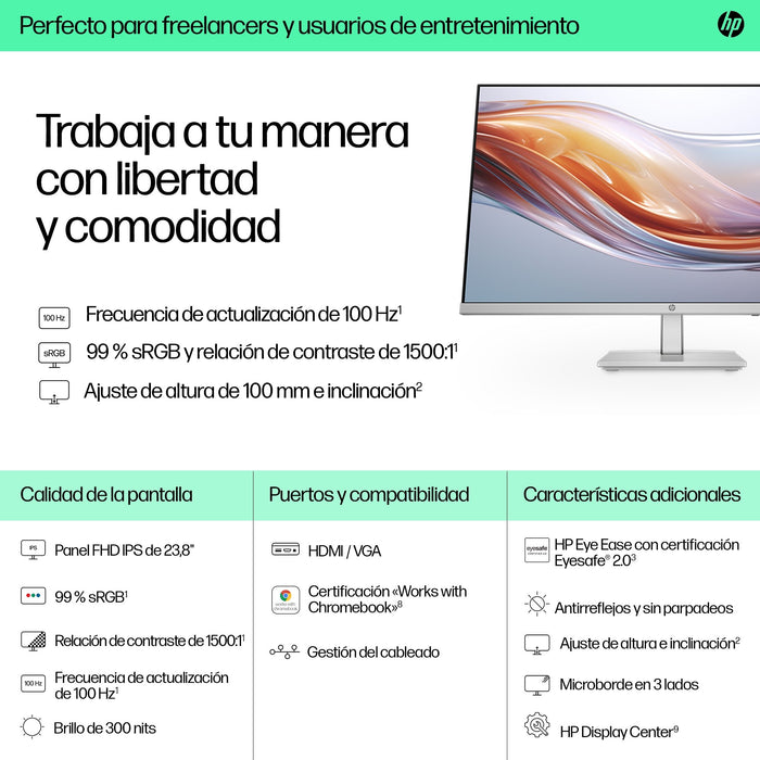EAN 197498936352 - HP Series 5 23.8 inch FHD Height Adjust Monitor - 524sh pantalla para PC 60,5 cm (23.8") 1920 x 1080 Pixel imagen 12