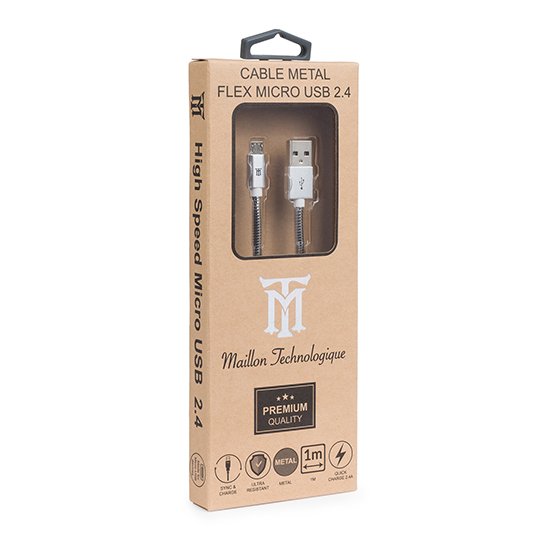 EAN 8435555100172 - Maillon Technologique Premium MTPMUMS241 cable USB USB 2.0 1 m USB A Micro-USB B Plata imagen 2