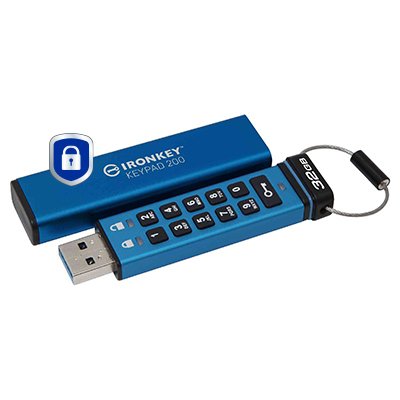 EAN 0740617330083 - Kingston Technology IronKey Keypad 200 unidad flash USB USB tipo A 3.2 Gen 1 (3.1 Gen 1) Azul imagen 2