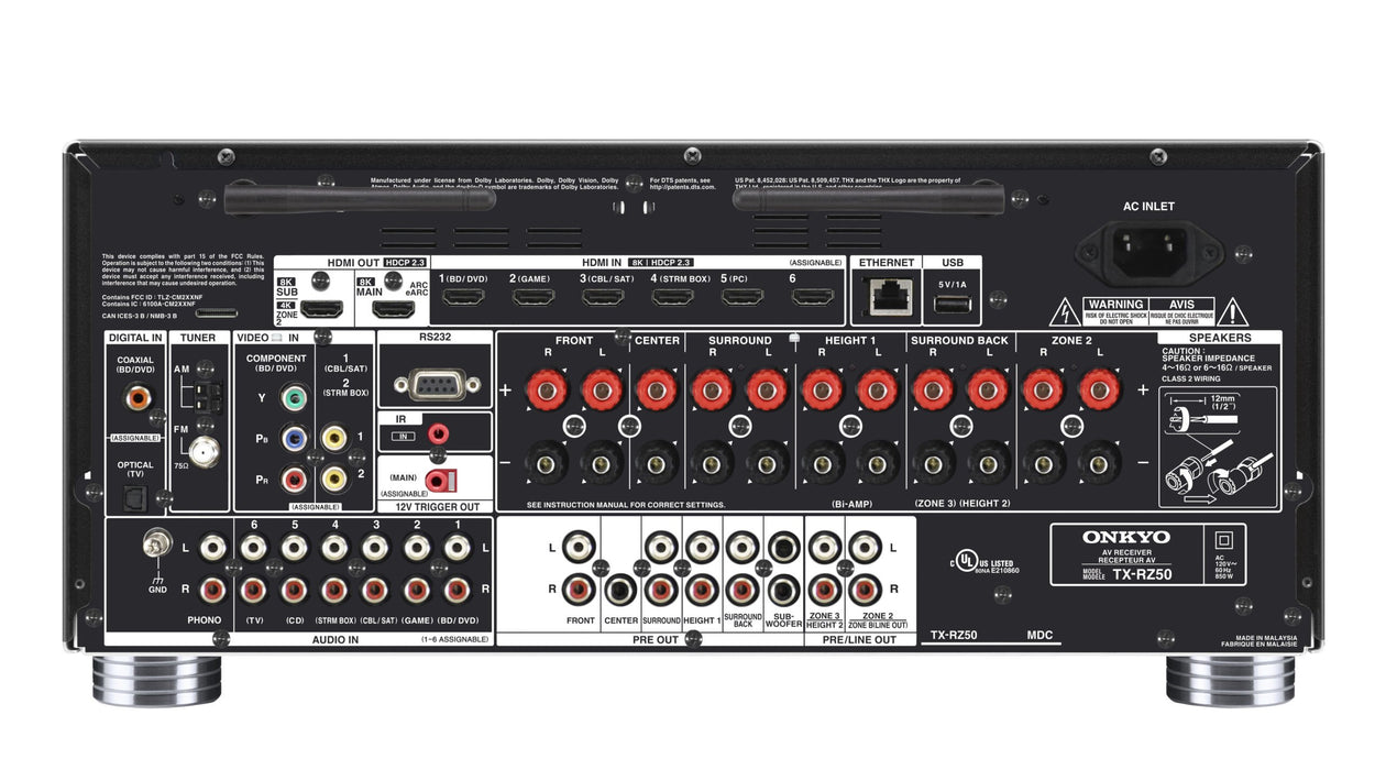 EAN 4573211159660 - ONKYO TX-RZ50 receptor AV 250 W 11.2 canales Envolvente 3D Negro imagen 5