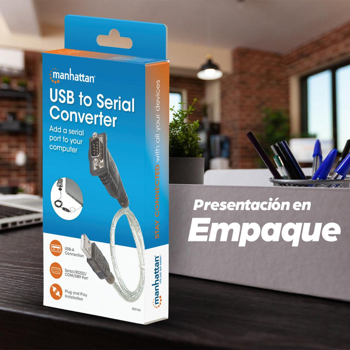 EAN 0766623205146 - Manhattan 205146 cable de serie Negro, Transparente 0,45 m USB tipo A D-Sub (DB-9) imagen 7