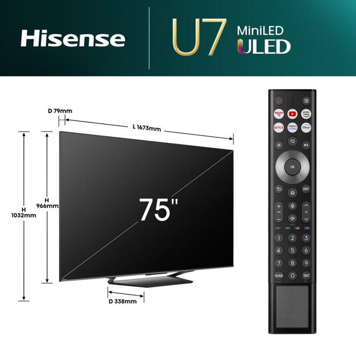 EAN 6942351404608 - Hisense 75U7NQ 190,5 cm (75") 4K Ultra HD Smart TV Wifi Antracita 1500 cd / m² imagen 2