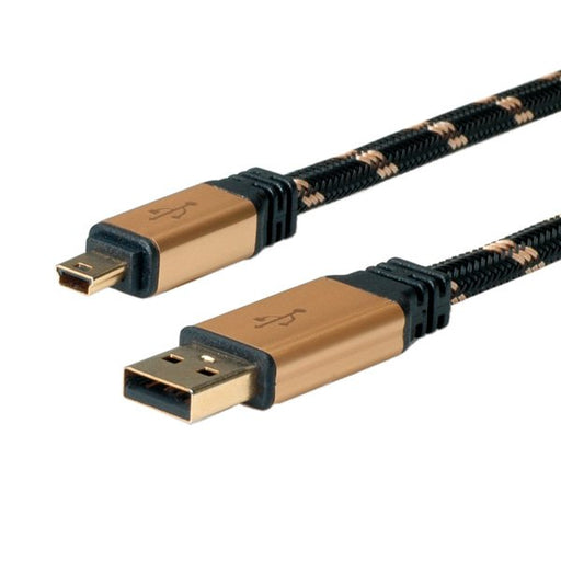 EAN 7611990110032 - ROLINE 11.02.8822 cable USB USB 2.0 1,8 m USB A Mini-USB B Negro, Oro imagen 1