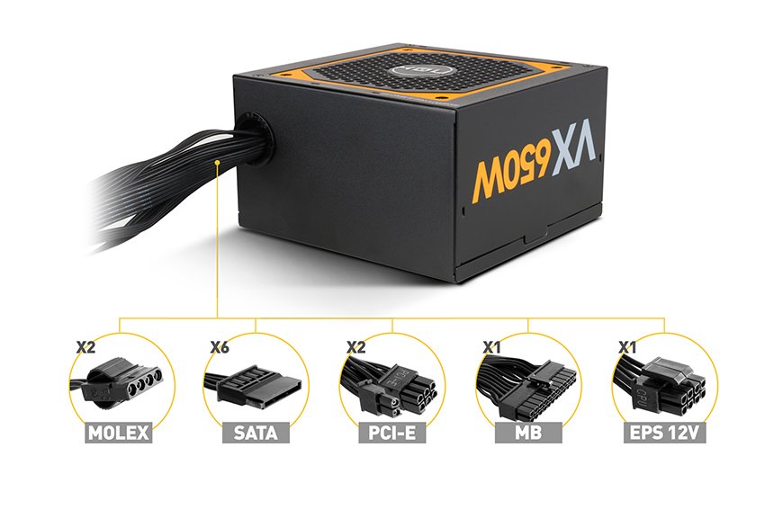 EAN 8436532166952 - NOX Urano VX Bronze Edition unidad de fuente de alimentación 650 W 20+4 pin ATX ATX Negro, Naranja imagen 4