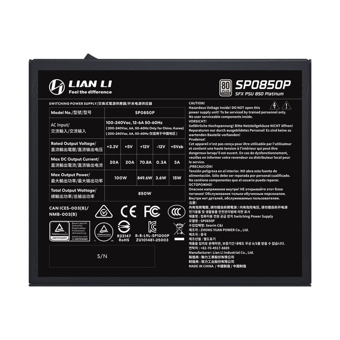 EAN 4718466019363 - Lian Li SP0850P unidad de fuente de alimentación 850 W 24-pin ATX SFX Negro imagen 7