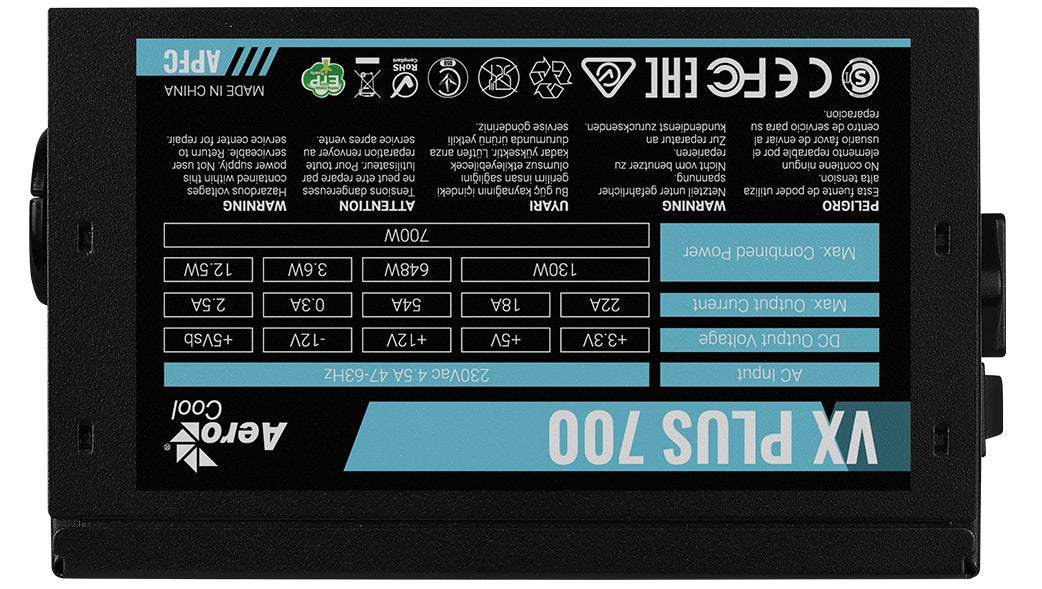 EAN 4713105962796 - Aerocool VX PLUS 700 unidad de fuente de alimentación 700 W 20+4 pin ATX ATX Negro imagen 3