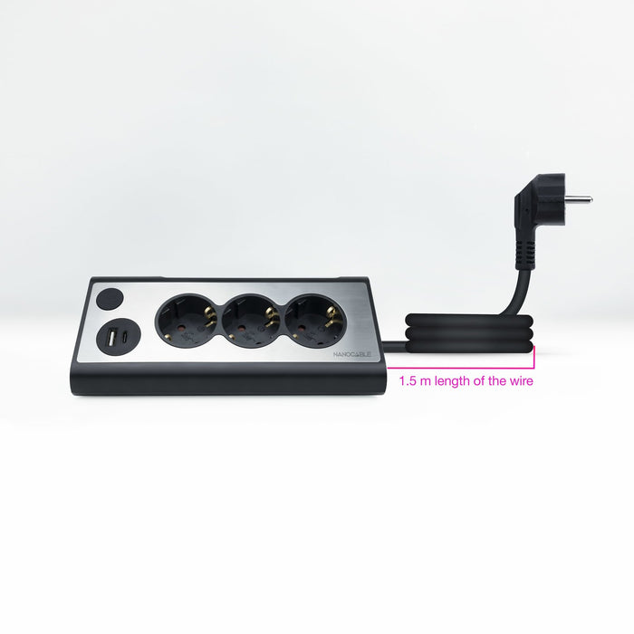 EAN 8433281011342 - Nanocable 10.37.0013-BK base múltiple 1,5 m 3 salidas AC Interior Aluminio, Negro imagen 3