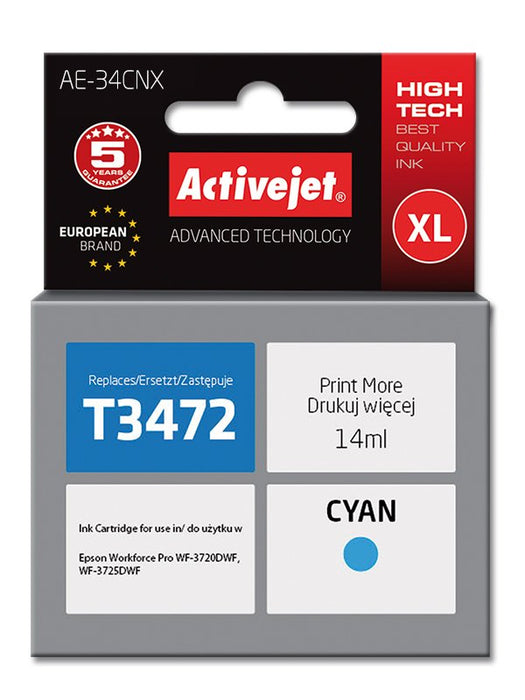 EAN 5901443108849 - Activejet AE-34CNX cartucho de tinta 1 pieza(s) Compatible Alto rendimiento (XL) Cian imagen 1