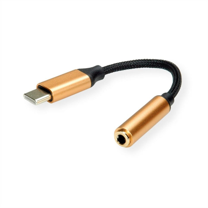EAN 7630049617025 - ROLINE 12.03.3223 cable de teléfono móvil Negro, Oro 0,13 m USB C 3,5mm imagen 1