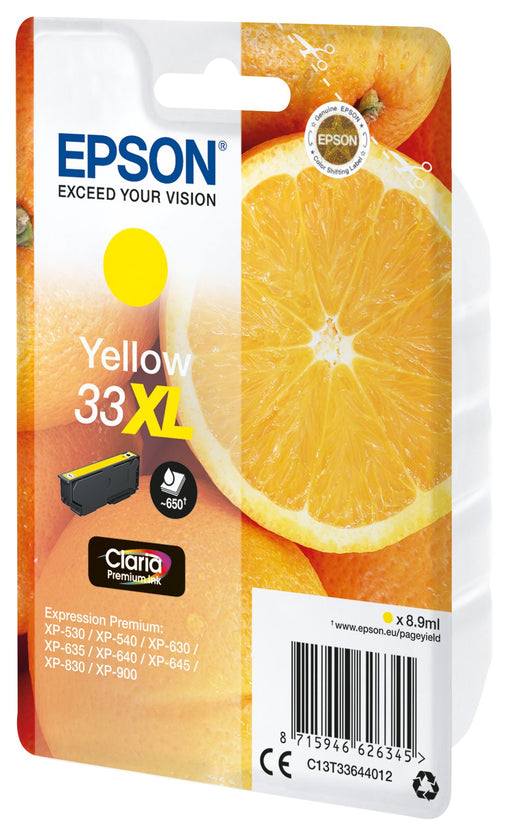 EAN 8715946626352 - Epson Oranges C13T33644022 cartucho de tinta 1 pieza(s) Original Alto rendimiento (XL) Amarillo imagen 1