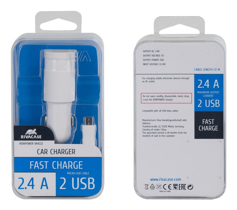 EAN 4260403571583 - Rivacase VA4222 WD1 cargador de dispositivo móvil Universal Blanco Encendedor de cigarrillos Carga rápida imagen 2