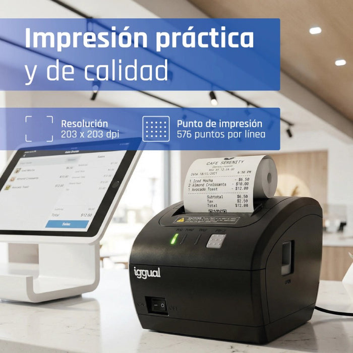 EAN 8435364319321 - iggual TP Easy 80 WiFi 203 x 203 DPI Inalámbrico y alámbrico Transferencia térmica Impresora de recibos imagen 11