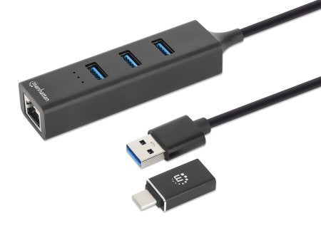 EAN 766623180894 - Manhattan 180894 hub de interfaz USB 3.2 Gen 1 (3.1 Gen 1) Type-A + Type-C 5000 Mbit/s Negro imagen 1